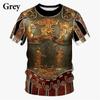 Мужская повседневная забавная футболка с 3D принтом и короткими рукавами, футболки со средневековыми доспехами и узором, футболка большого размера, топы