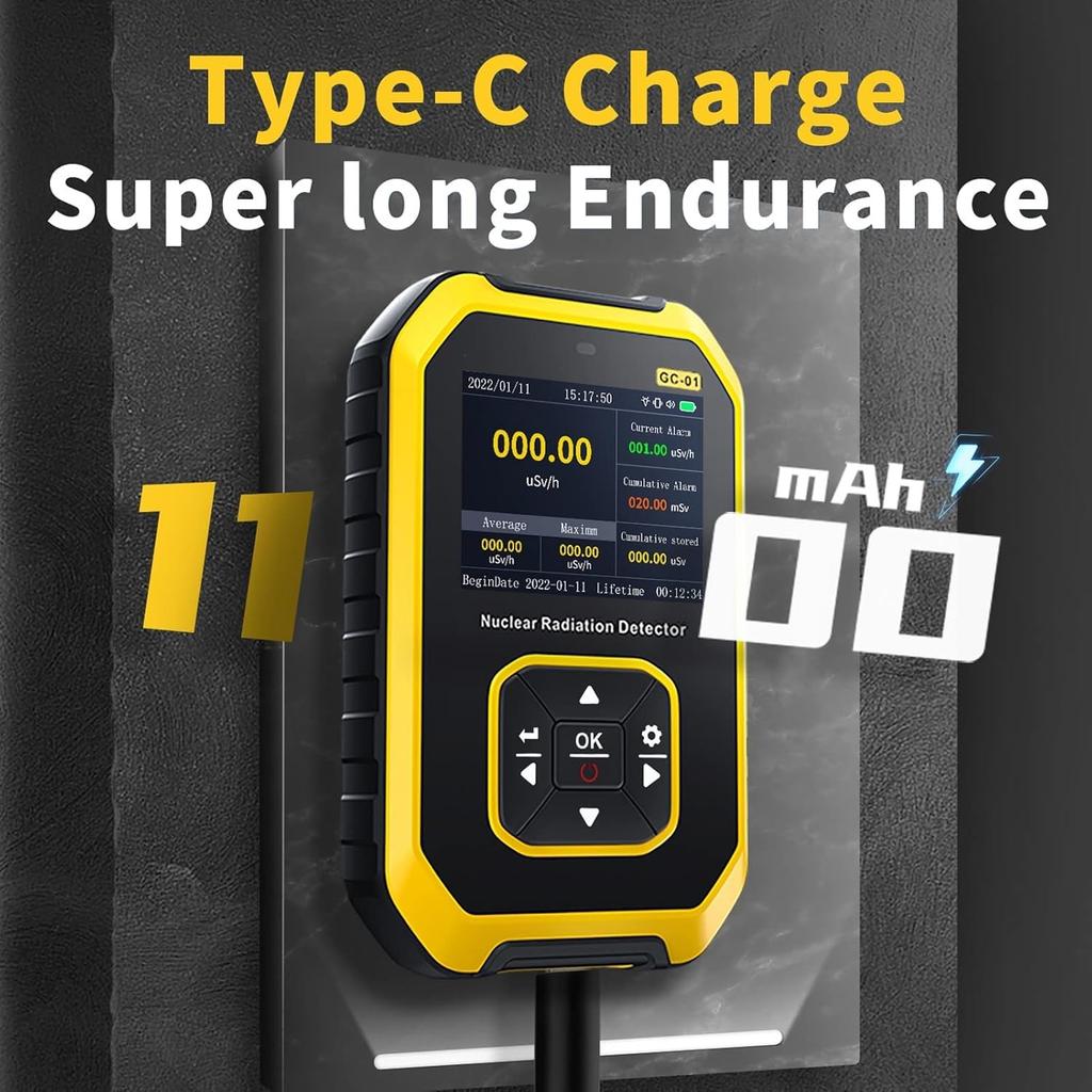 Radiation Measuring Instrument Geiger Counter High Precision Nuclear Radiation Detector Radiation Dosimeter LCD Display Energy Compensated GM Tube