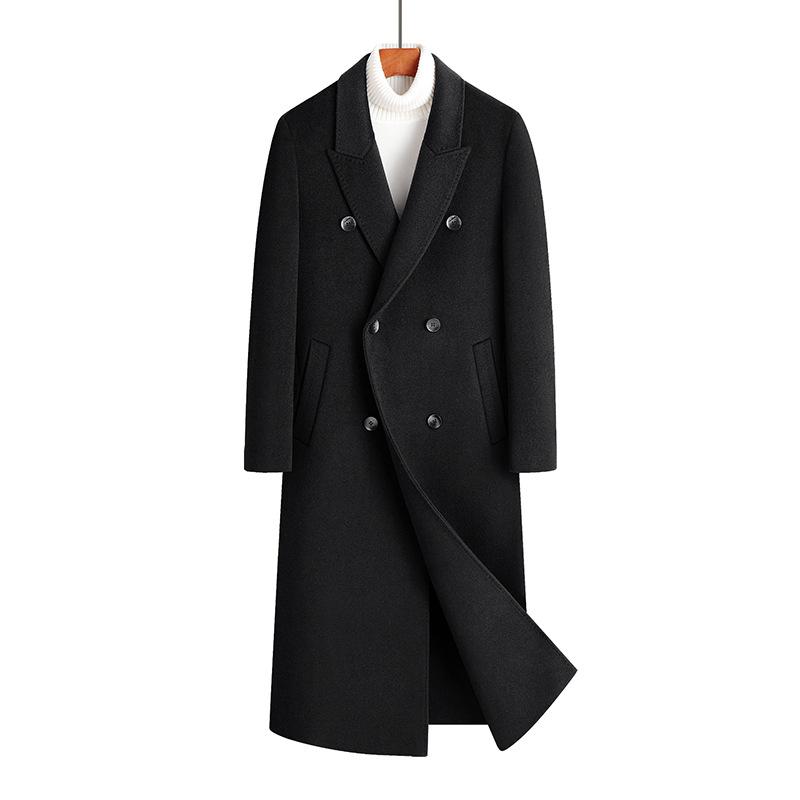 Autumn and Winter Men's Handmade Double-sided Woolen Coat Youth Fashion Trend Long Woolen Coat Trench Coat Men