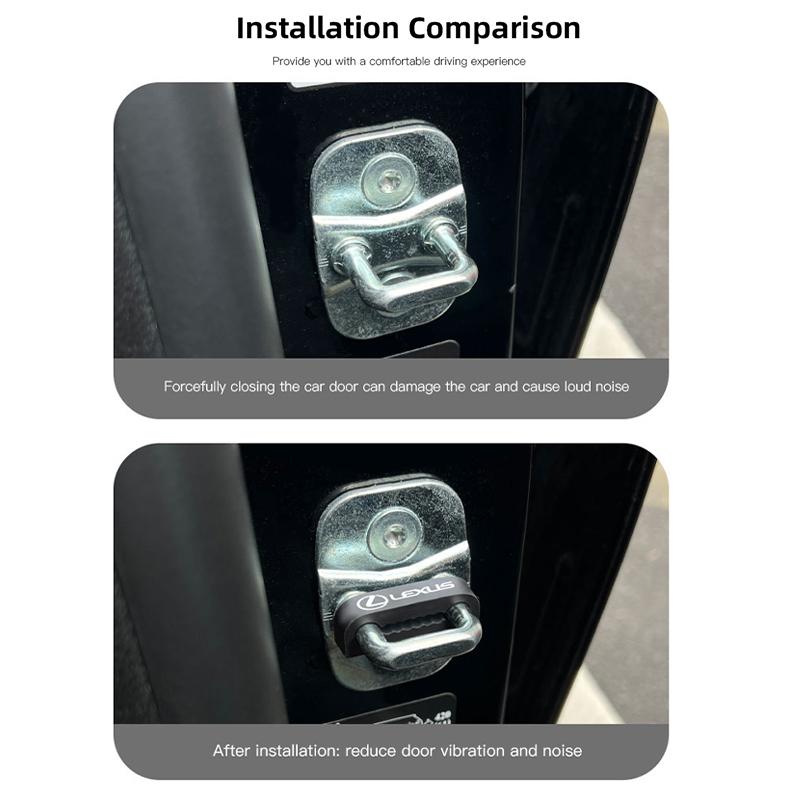 EZQZ3 4Pcs Car Door Lock Buckle Protective Cover Shock Absorber For Lexus Ct200h IS300h RX400h RX350 RC RX450h GS RX RX270 NX300h UX