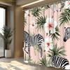 2D Flat 1pc Animal Shower Curtain Tropical Zebra Hibiscus Floral Pattern Bathroom Decor Bath Tub Divider Hanging Drapery Inclu