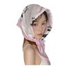 Spotted Dog Flower Printed Scarf Breathable Bandana Head Scarf Elegant Silk Satin Turban  Girls