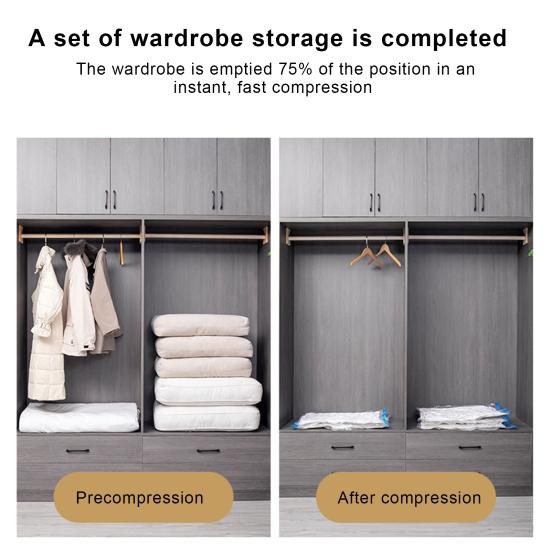 1 комплект вакуумного компрессионного мешка из утолщенного материала, большой емкости с насосом, прозрачный с воздушным клапаном