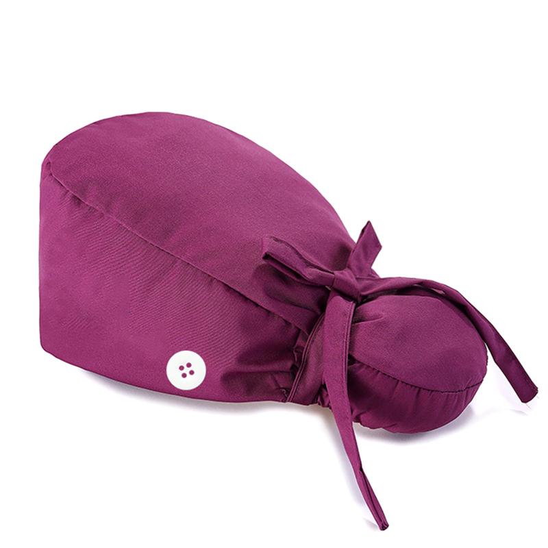 1 шт. с пуговицами однотонная шапочка медсестры с высоким хвостом регулируемая легко моется