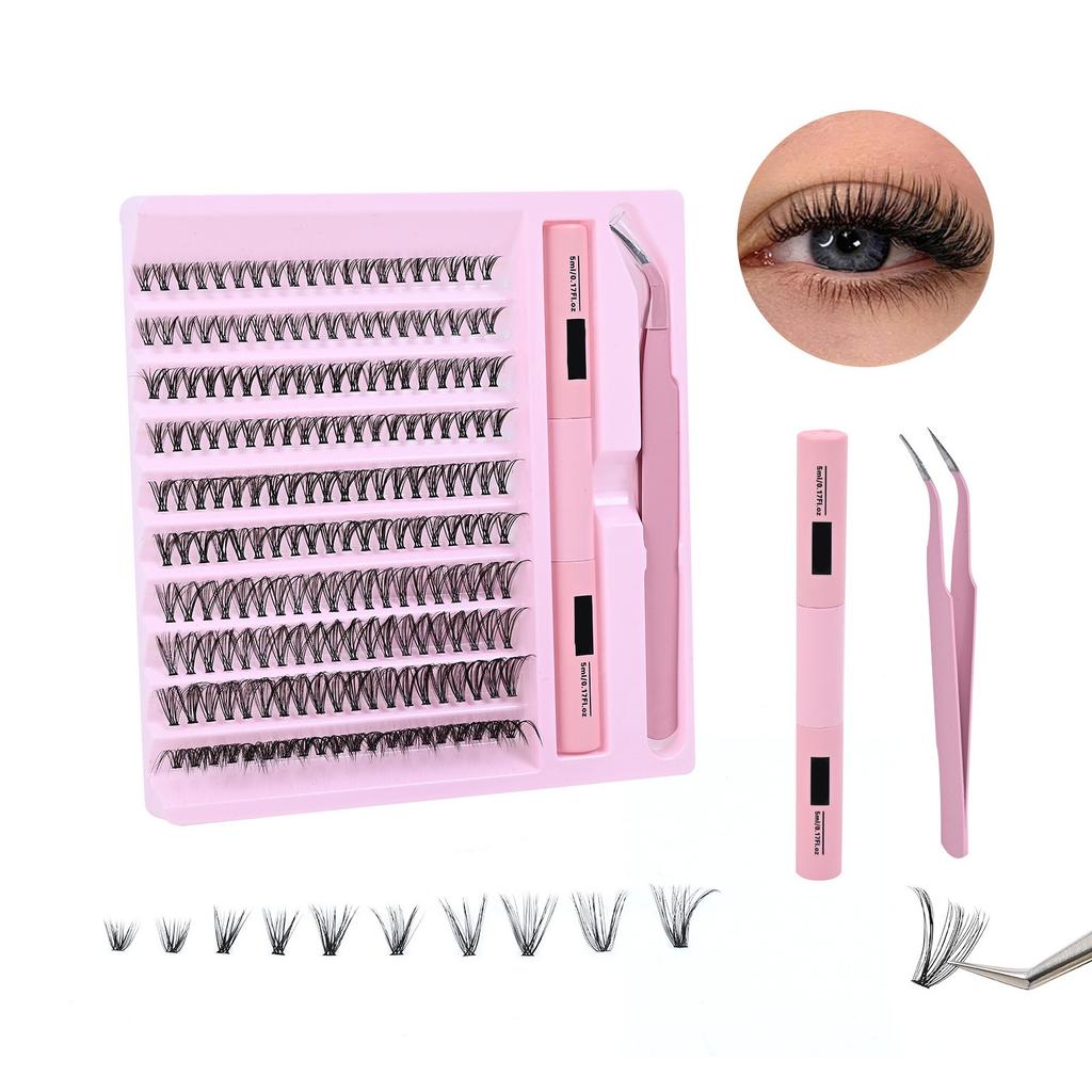 Набор накладных ресниц, сегментированные ресницы густые трехмерные длинные и удобные DIY большой емкости набор 1 мл
