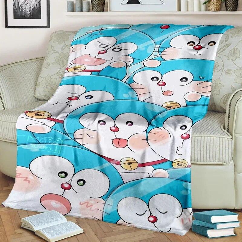 3D Printing D-Doraemon Anime Cartoon Blanket,Soft Throw Blanket for Home Bedroom Bed Sofa Picnic Travel Office Cover Blanket Kid