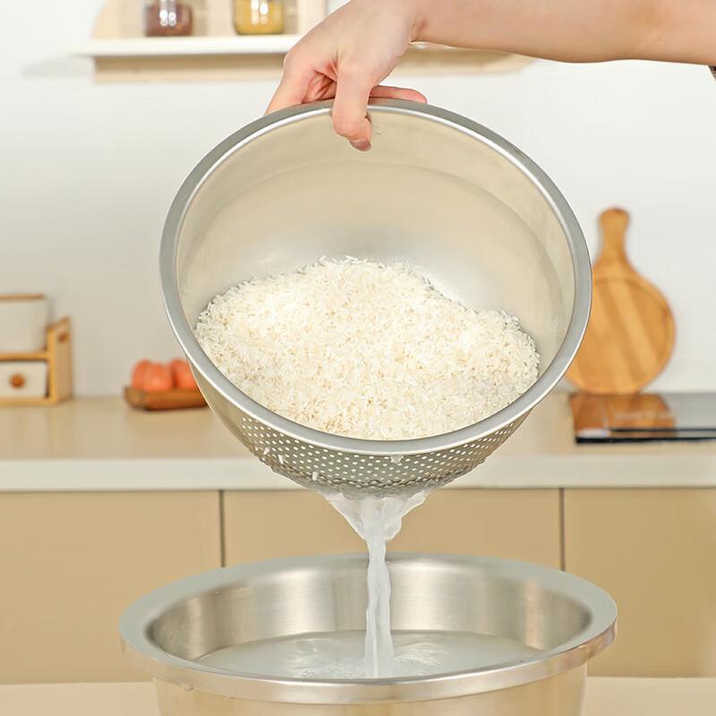 Stainless Steel Rice Washing & Draining Bowl