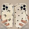 Чехол для телефона в виде банта-сердечка для iPhone 17 Air 16 15 14 13 12 11 Pro Max Plus 16E XR XS X Ударопрочный силиконовый задний чехол