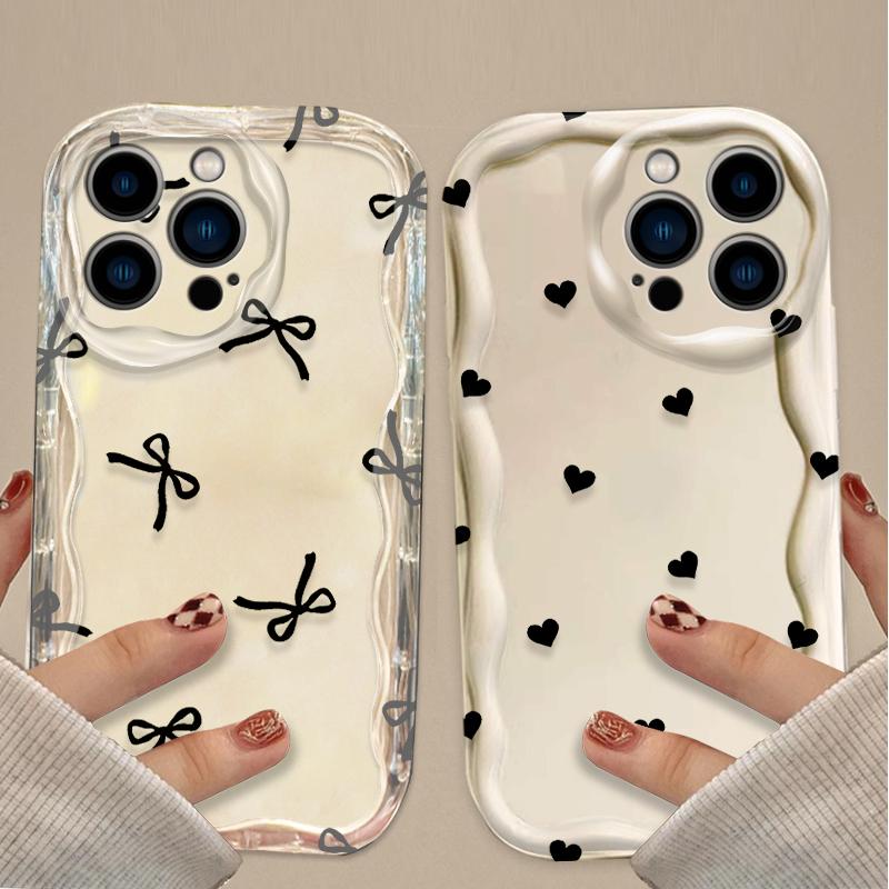 Чехол для телефона в виде банта-сердечка для iPhone 17 Air 16 15 14 13 12 11 Pro Max Plus 16E XR XS X Ударопрочный силиконовый задний чехол