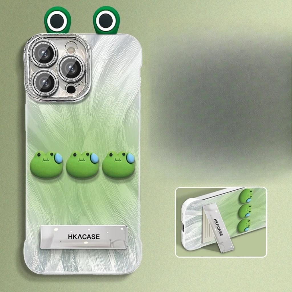 Подставка «Градиентная лягушка» подходит для iPhone 15, чехол для телефона 16promax с перьевым безрамочным дизайном и 3D-фигурка 13, которая милая