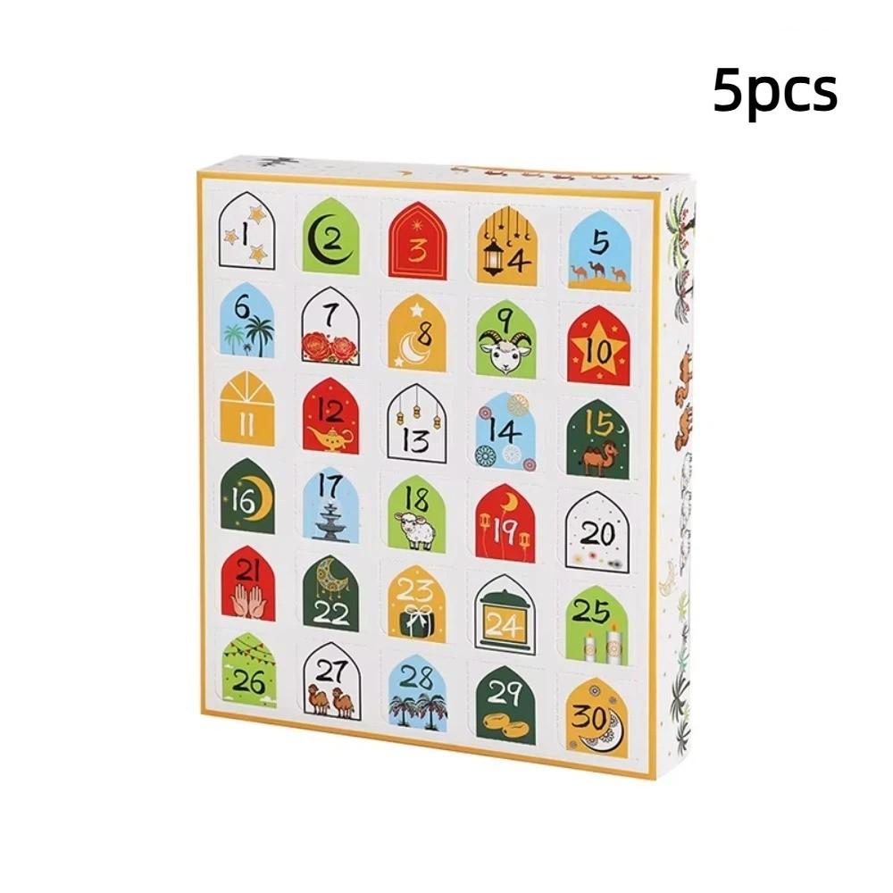 5pcs Eid Countdown Advent Calendar Gift Box Empty Ramadan Mubarak Surprise Gift Box 30Days Countdown Surprise Box Party