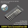 Torx Screwdriver Bit 50mm Magnetic S2 Steel 1/4'' Hex Shank Hollow Hole Security Bits T5-T40 Electric Drill Driver Hand Tools