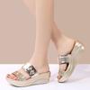 Fashion Sandals Wedge Heel Slides Outside Shoes for Women Gold Woman Slippers Unique Small Size 2024 Trend Cheap Liquidation On Sale Vip