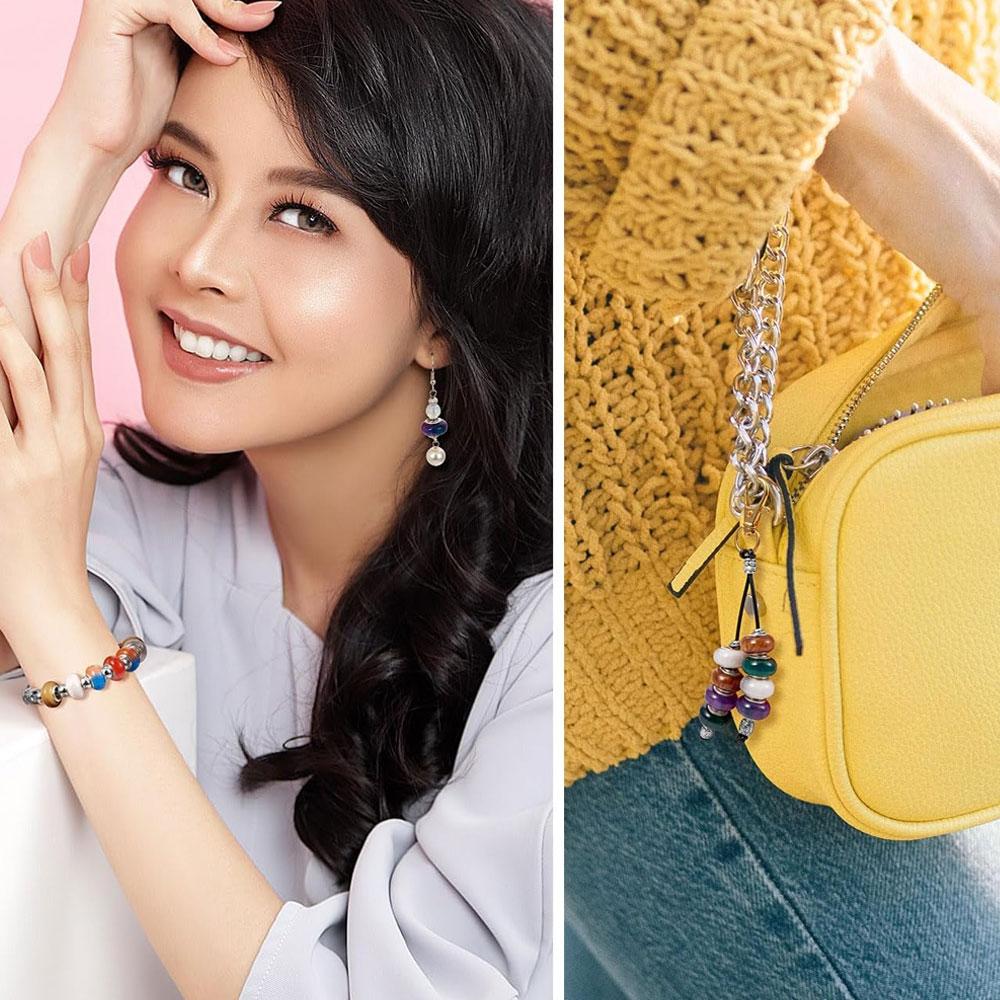 30/50/100 шт. 14 мм стеклянные европейские бусины с большим отверстием, прозрачные прокладки, свободные бусины для самостоятельного изготовления ювелирных изделий, поделок своими руками