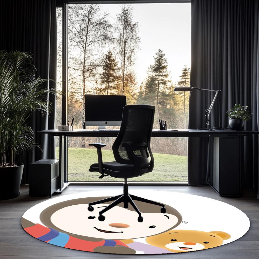 Tchoupi Printed Round Rug Carpet Chair Rug Area Rug Entryway Doormats,for Office Chair Living Room Bedroom Kitchen Room.