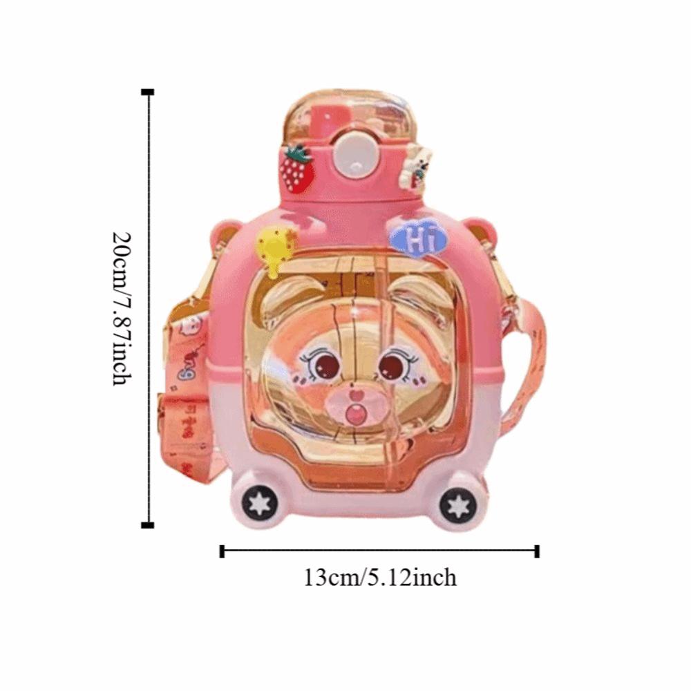 Герметичная портативная бутылка для напитков с соломинкой, пластиковая чашка с медведем, бутылка, детская поилка для воды, школа