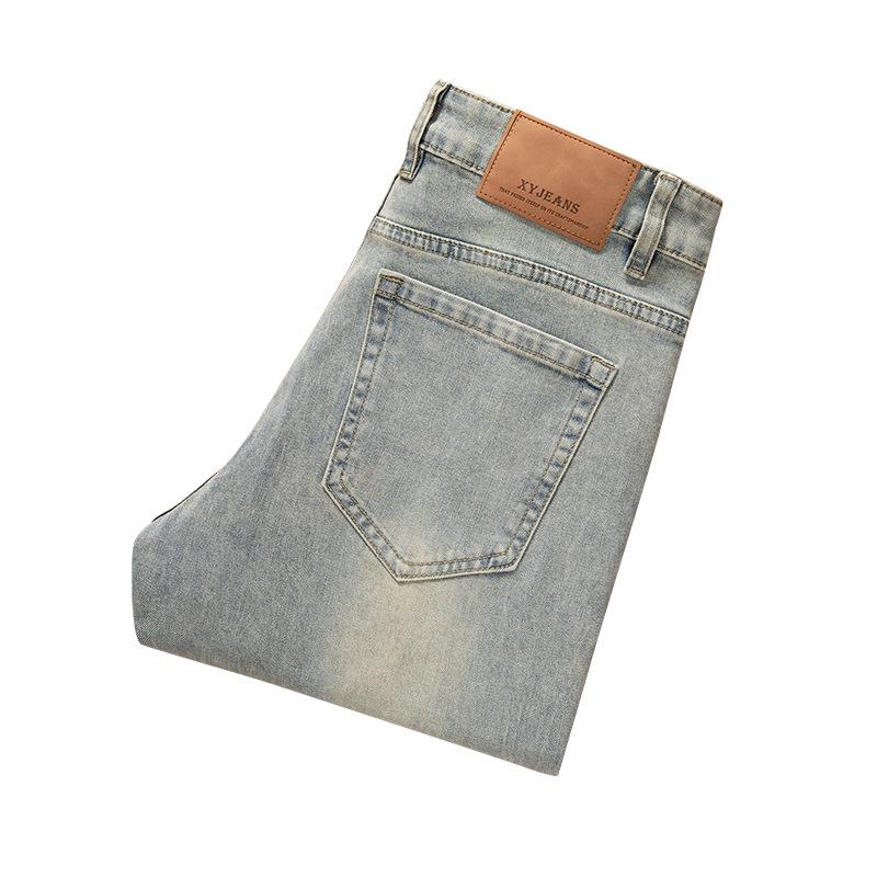 Мужские облегающие светлые эластичные джинсы в стиле ретро 2024 года — модные и универсальные