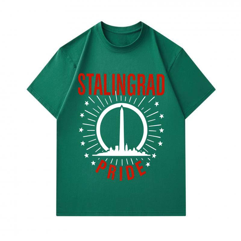 Men 100% Cotton Crew Neck Short Sleeve T-Shirt, Stalingrad Pride Retro Pattern Casual Comfortable Lightweight Summer Tee, Classic Loose Fit Daily Wear