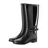 Fashion 2024 New Tall Buckle Rain Boots Women Waterproof Punk Style Zipper Tall Boots Female Shoes Work Knee High Boots Plus Size 36-41
