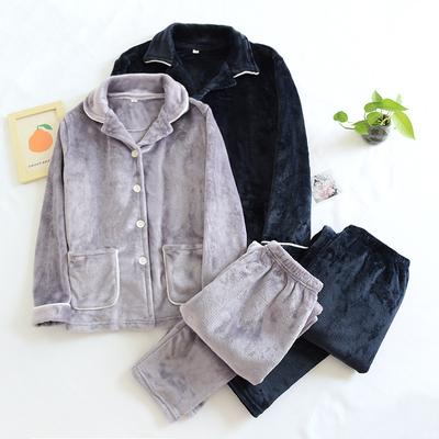 Зимний новый парный пижамный комплект из фланели, утолщенные теплые брюки с длинными рукавами, двухкомпонентная однотонная мужская и женская домашняя одежда