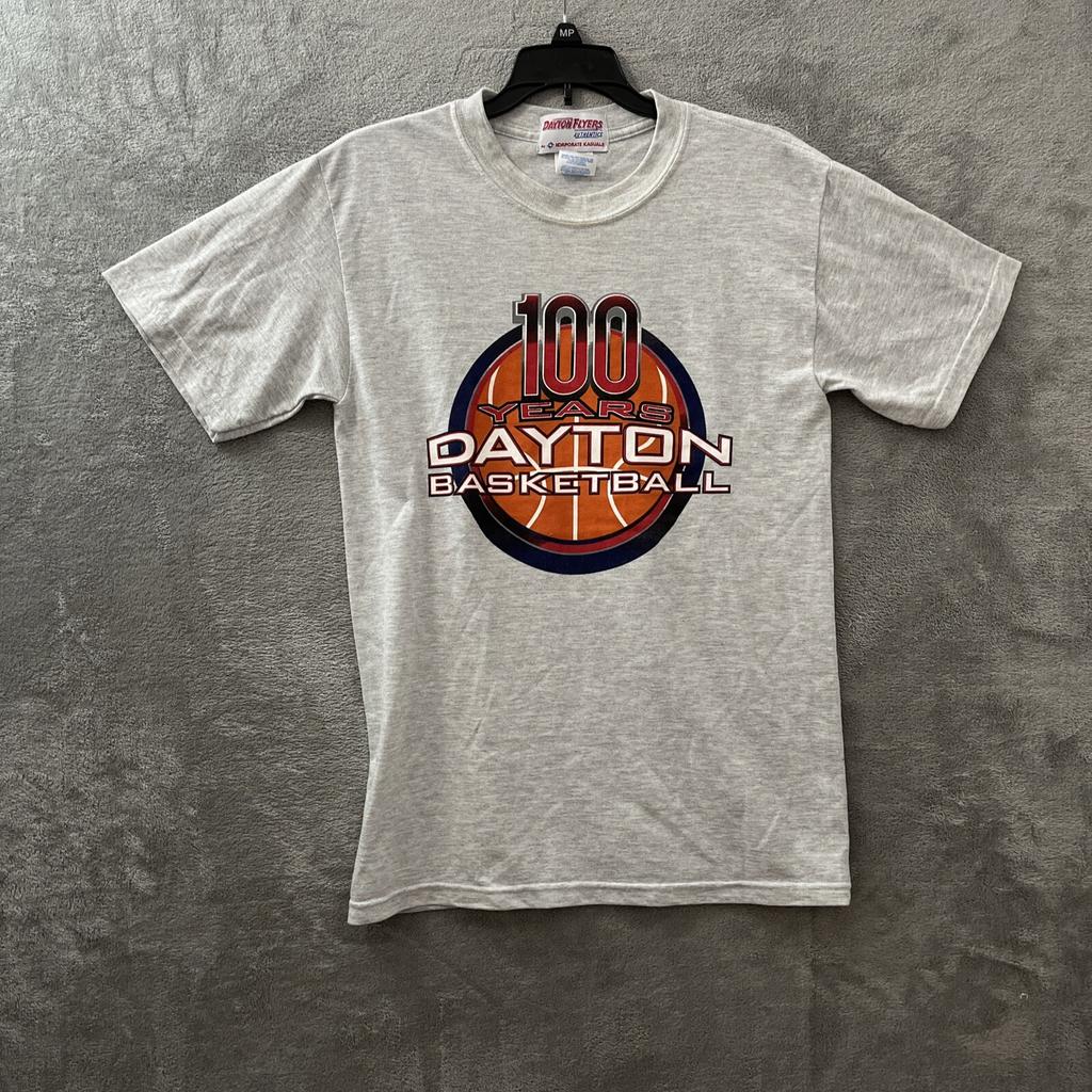 Рубашка Dayton Flyers Мужская Маленькая Геометрическая Серая С коротким рукавом Круглый вырез NCAA