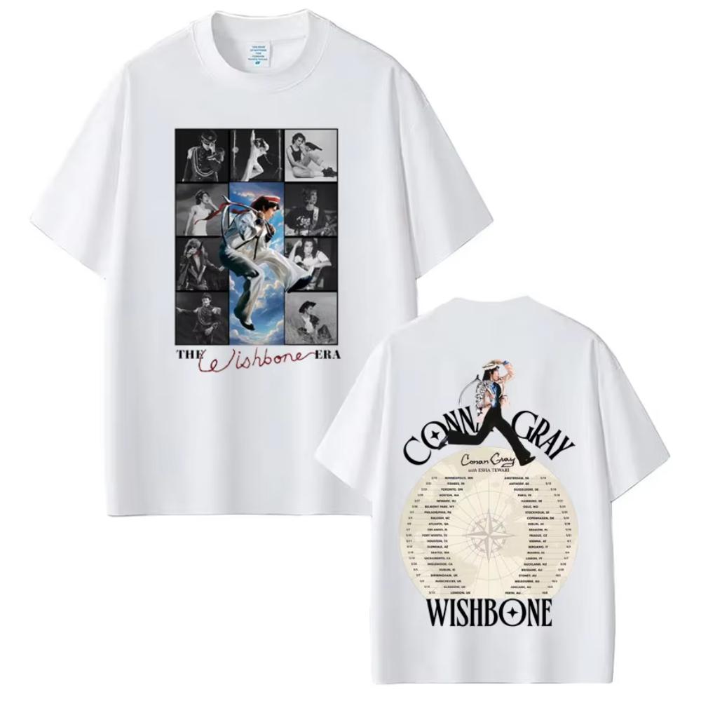 Конан Грей Wishbone World Tour Печатные футболки Летние Мужские Женские Винтажные футболки Летние Хлопковые Повседневные футболки Топы