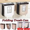 Folding Trash Can Kitchen Cabinet Door Hanging Waste Bin Wall Mounted Trashcan Space Saving Garbage Box for Bathroom Toilet Waste Storage(Size S/L)