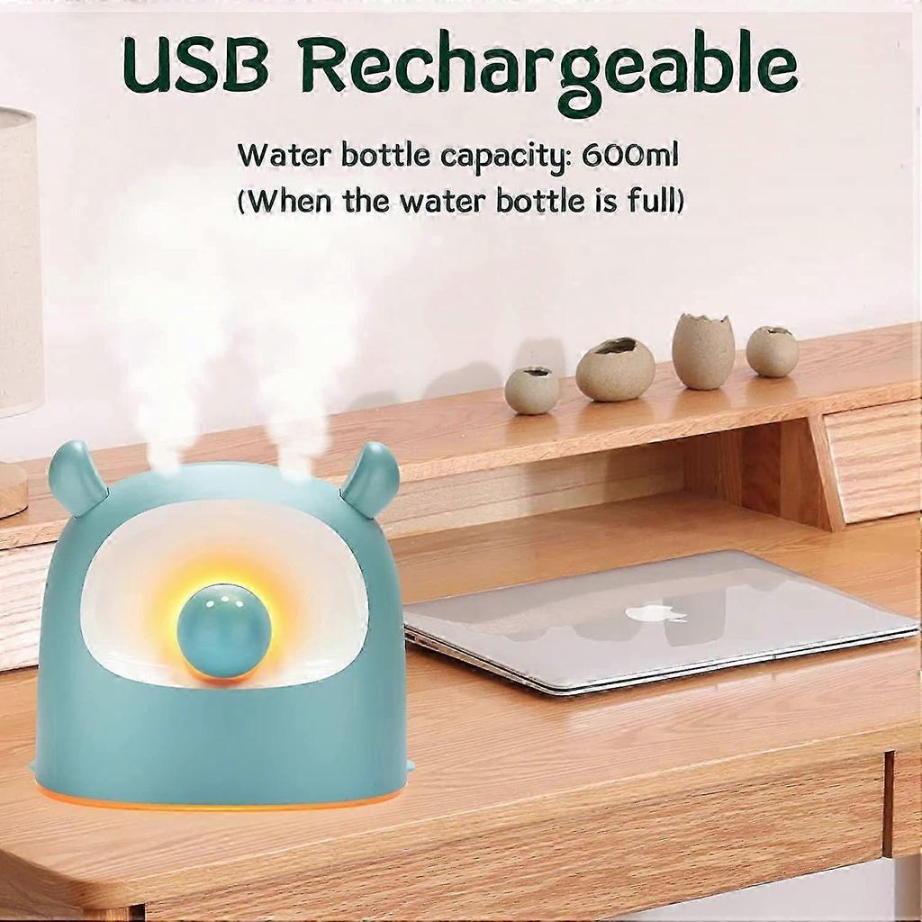 Humidifier 500ml Bedroom Humidifier Cool Mist Air Humidifier with Night Light and Essential Oil Diffuser, USB Mini Home Plant Humidifier