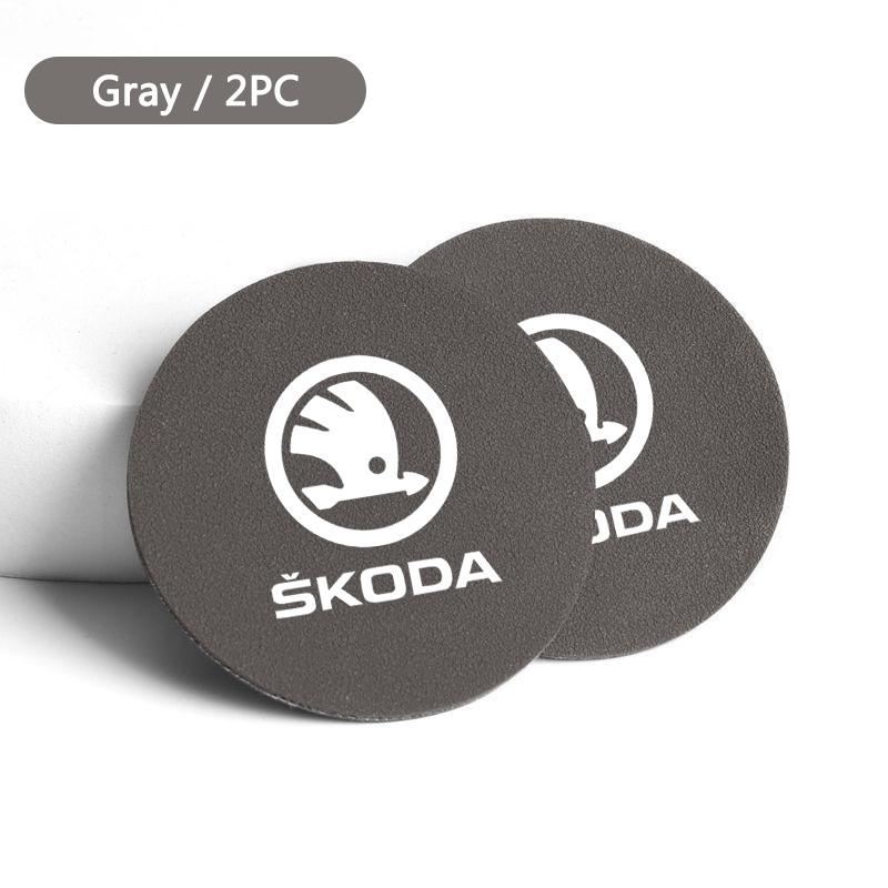 JKFB8 2Pcs Car Auto Cup Holder Anti Slip Coasters Pad Interior Accessories For Skoda Octavia Fabia Superb Yeti Enyaq Rapid Kamiq Karoq