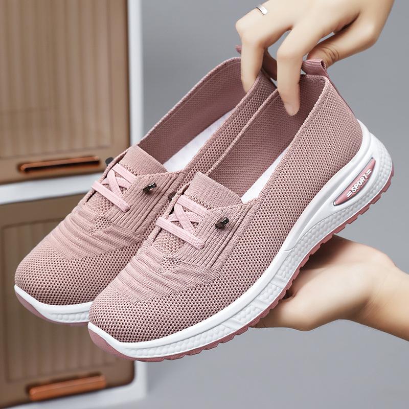 Jinshiyuanshu Shoes Women's Casual Shoes Processing Custom Soft-soled Mother Shoes Are Not Tired Feet Flying Woven Shoes Breathable Mesh Shoes