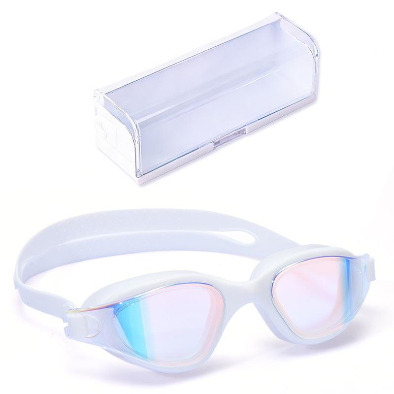 Adult swimming goggles, anti-fog, professional one-piece silicone large-frame electroplated swim goggles