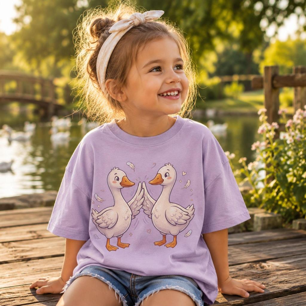 Goose T-Shirt, cute duck geese graphic tee, cartoon farm animal shirt, unisex cotton top, kawaii birds print, pastel colors