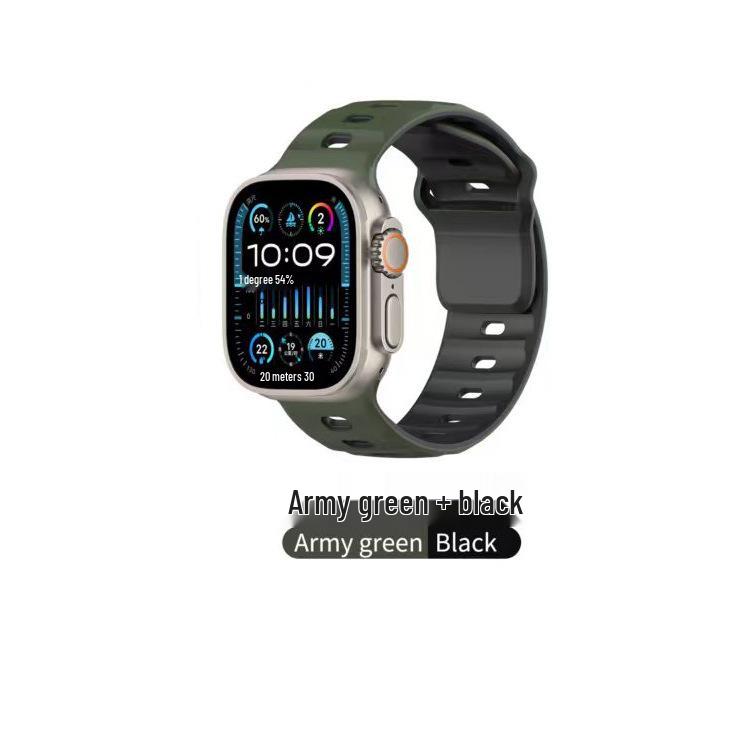 Двухцветный силиконовый ремешок для Apple Watch 10/9/8/7/6 поколений