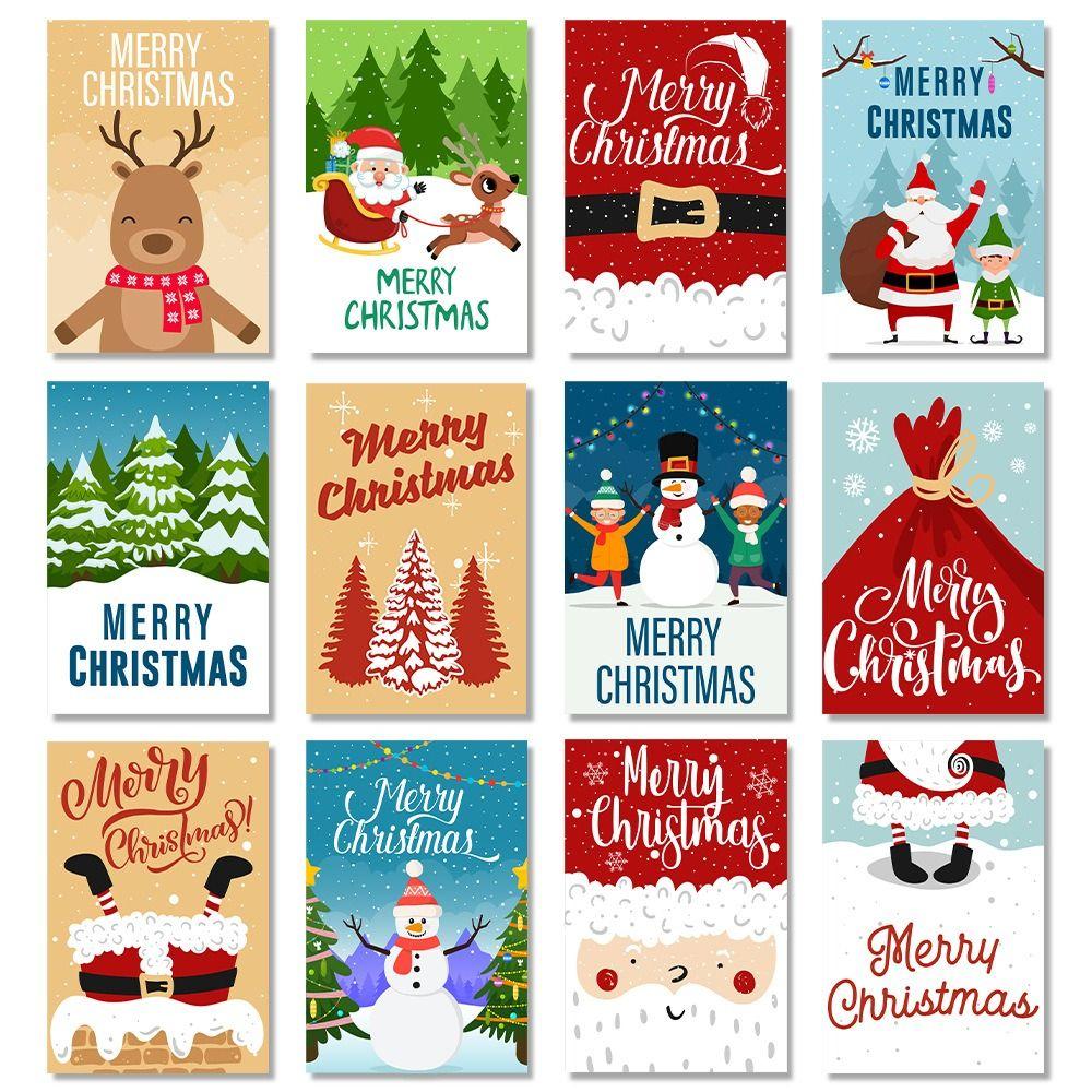 12pcs/set with Envelopes Party Invitation Cards Santa Claus Christmas Note Card Friend Gift