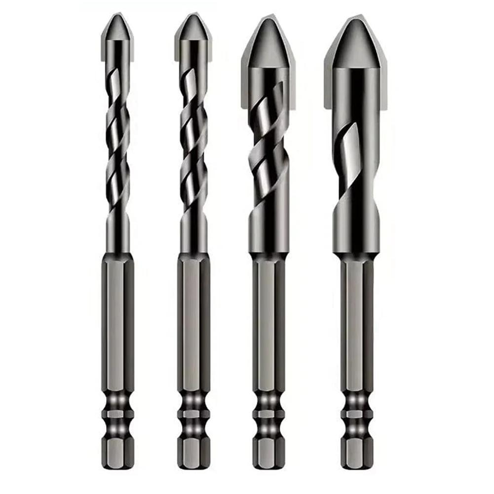3/4 Pcs Drill Bits Sets Tungsten Steel High Hardness Skewed Head Eccentric Drill Bits Masonry Drill Bits for Glass/Tile/Wood
