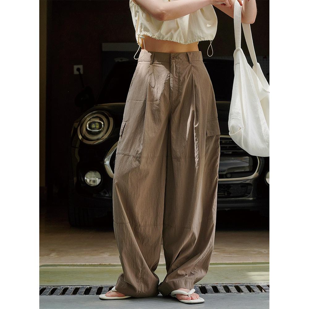 Johnature Летние японские уличные модные крутые широкие женские брюки-карго с высокой талией, тонкие повседневные солнцезащитные брюки