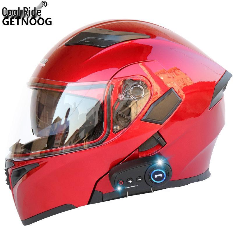 Cool Ride Treasure Bluetooth Full-Face Flip-Up Motorcycle Helmet with Dual Lens and FM Radio