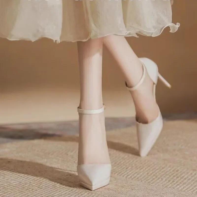 Весенне-осенний сезон, новые модные однотонные женские туфли Мэри Джейн с заостренным носком и пряжкой в одну линию