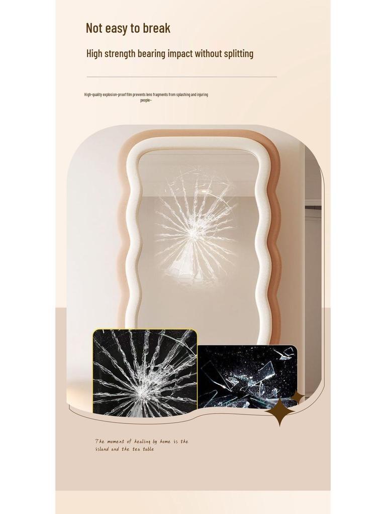 Зеркало в пол в стиле легкой роскоши: Печеньевидный с отделкой из голландского бархата и двухсторонней рамой с цветовой блокировкой