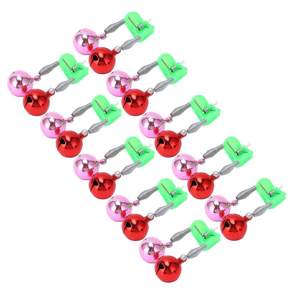 10 Pcs Fishing Rod Alarm Dual Alert Bells Fishing Bells Clips with 2 Holes of Different Sizes for Night Fishing