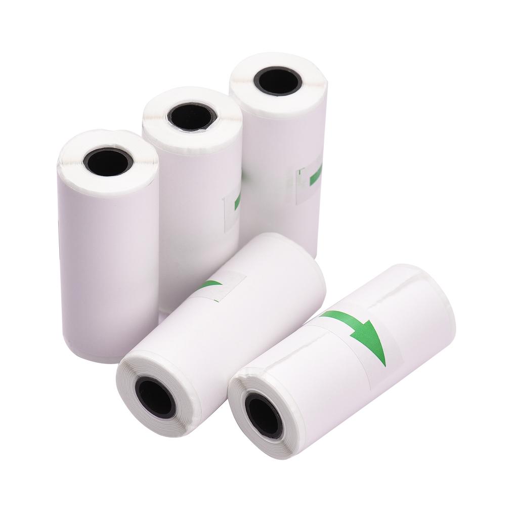 5pcs Adhesive Thermal Receipt Sticker Paper Rolls 57*25mm for Mini Pocket Photo Printer Peripage Poooli Paperang High