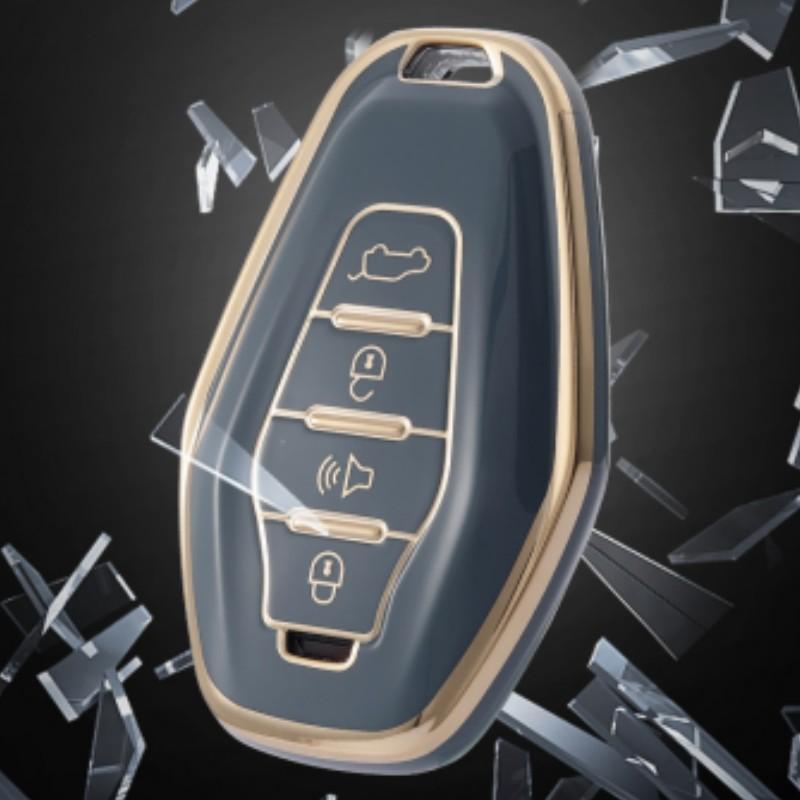 Чехол для ключей от машины с 4 кнопками для Chery Jetour X70 Plus Coupe X70s X90 X95 X70m X95pro, умный металлический кожаный брелок с дистанционным управлением, чехол в виде ракушки