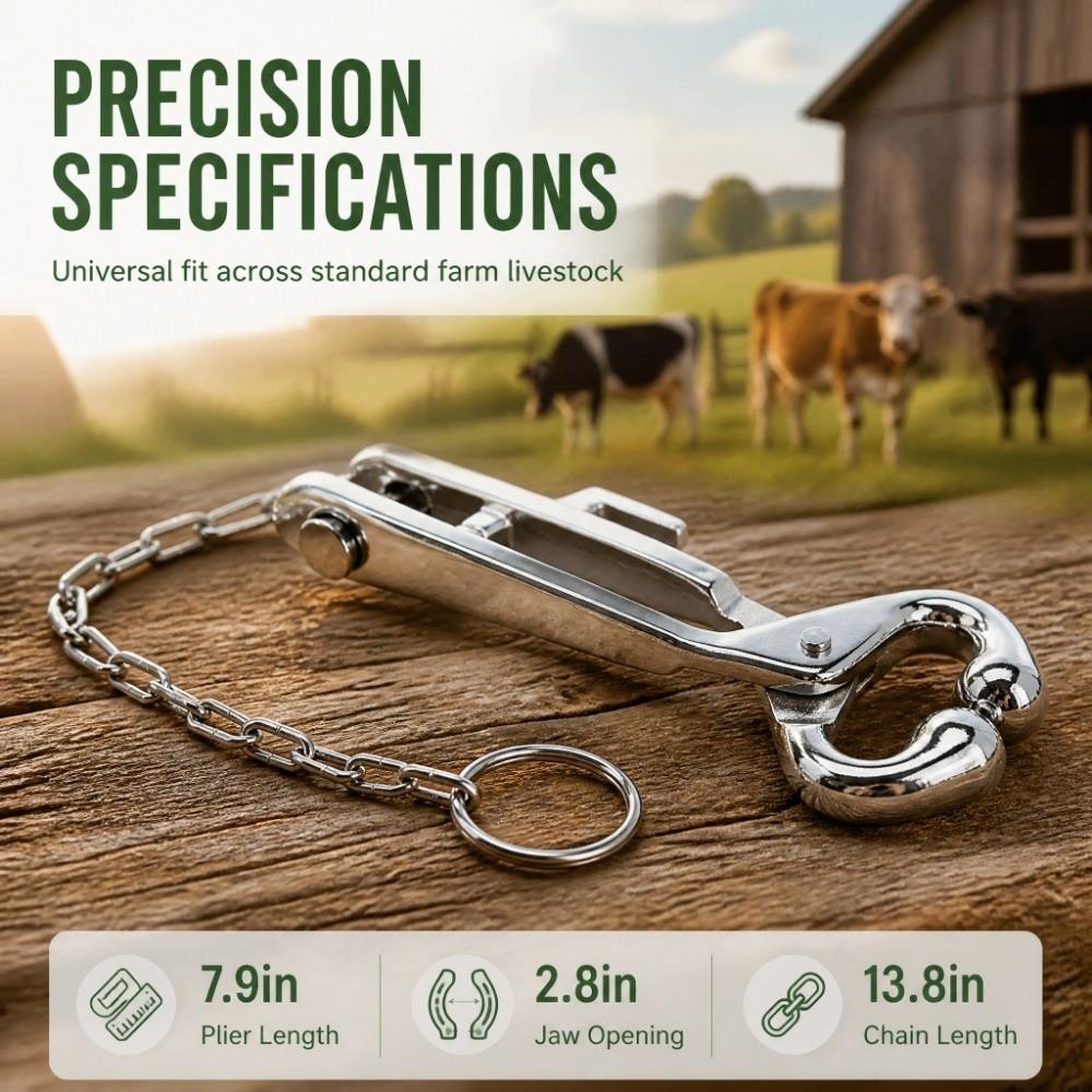 Stainless Steel Cattle Nose Pliers With Chain Bull Nose Ring Pliers Livestock Nose Pliers Cattle