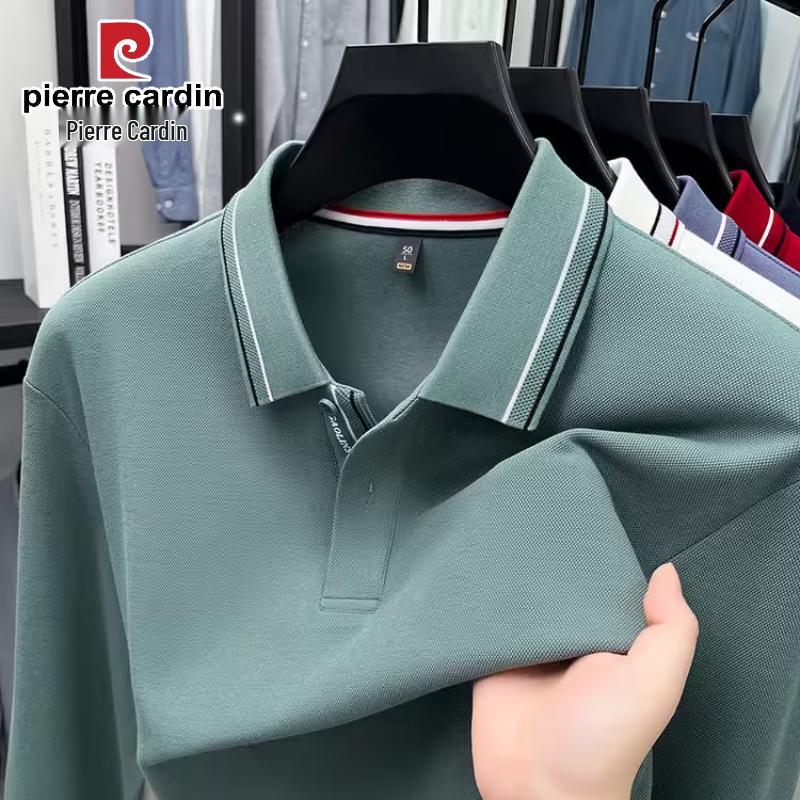 Pierre Cardin Мужская хлопковая футболка-поло с длинным рукавом 100%