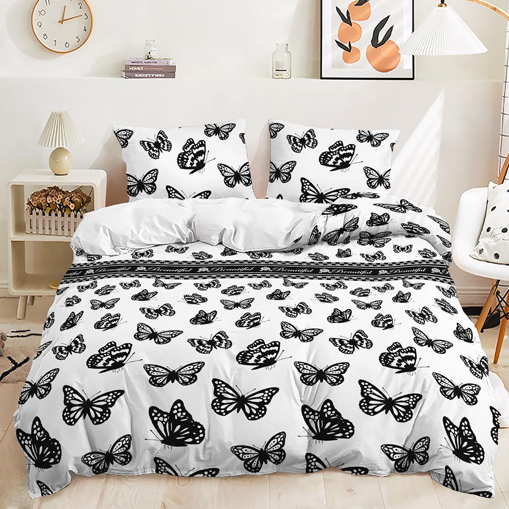 Трехпредметный 3D пододеяльник с бабочками, в стиле Ins, двуспальное постельное белье