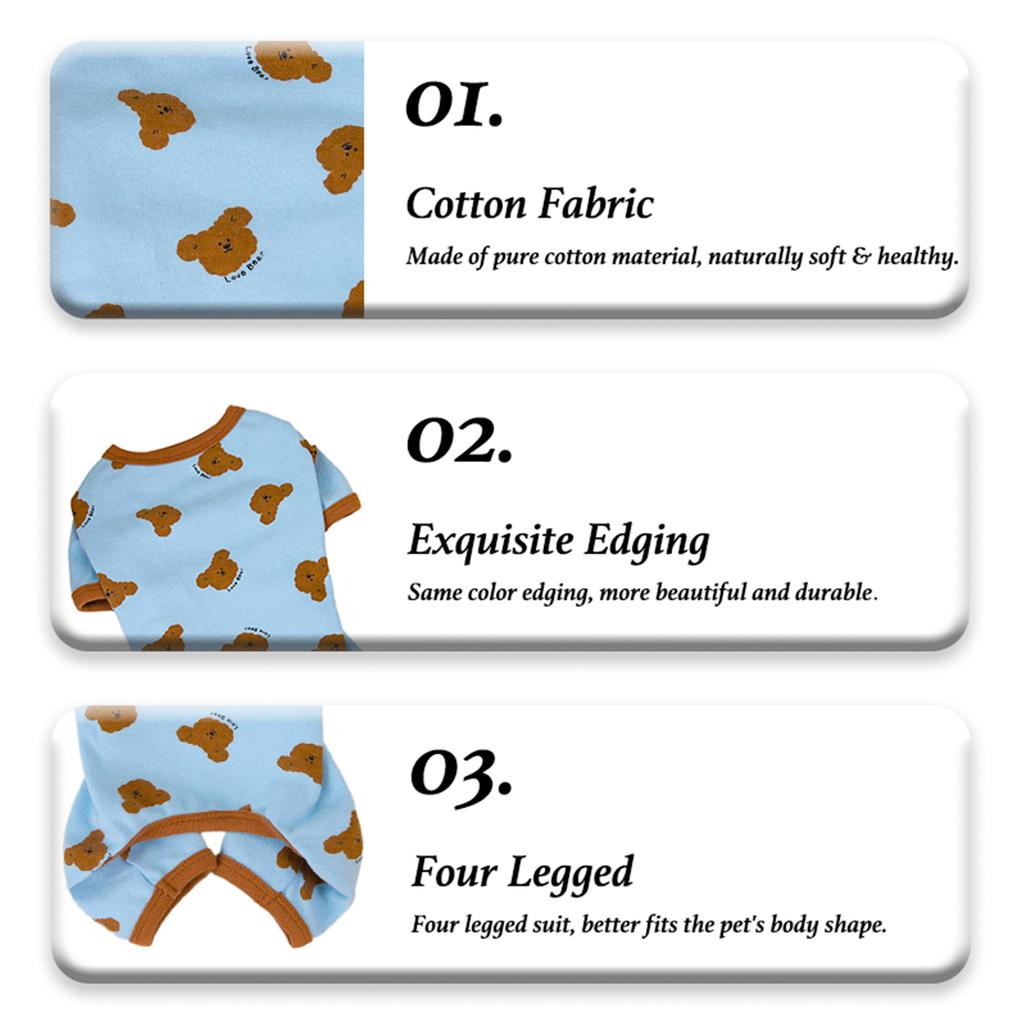 Мультяшный медведь Одежда для маленьких собак Высокая эластичность Комбинезон на четыре лапы для кошек Весна Осень Защита Французский бульдог Питомец Комбинезон
