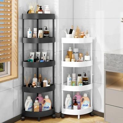 3/4/5 ярусная полка для хранения, тележка на колесиках, передвижная угловая полка для ванной комнаты, угловая полка для шкафа в ванную комнату, тележка для хранения на колесиках