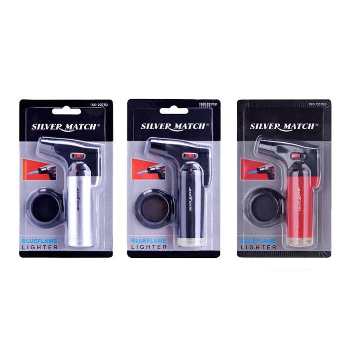 Briquet Chalumeau - Silver Match - Crème Brûlée - 12 cm - Noir/Argenté - Contrôle de Flamme