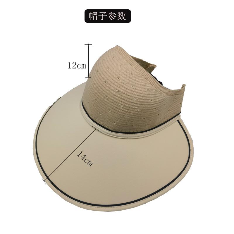 New summer men's and women's sun hats empty top sun protection breathable large brim knitted splicing sun hat