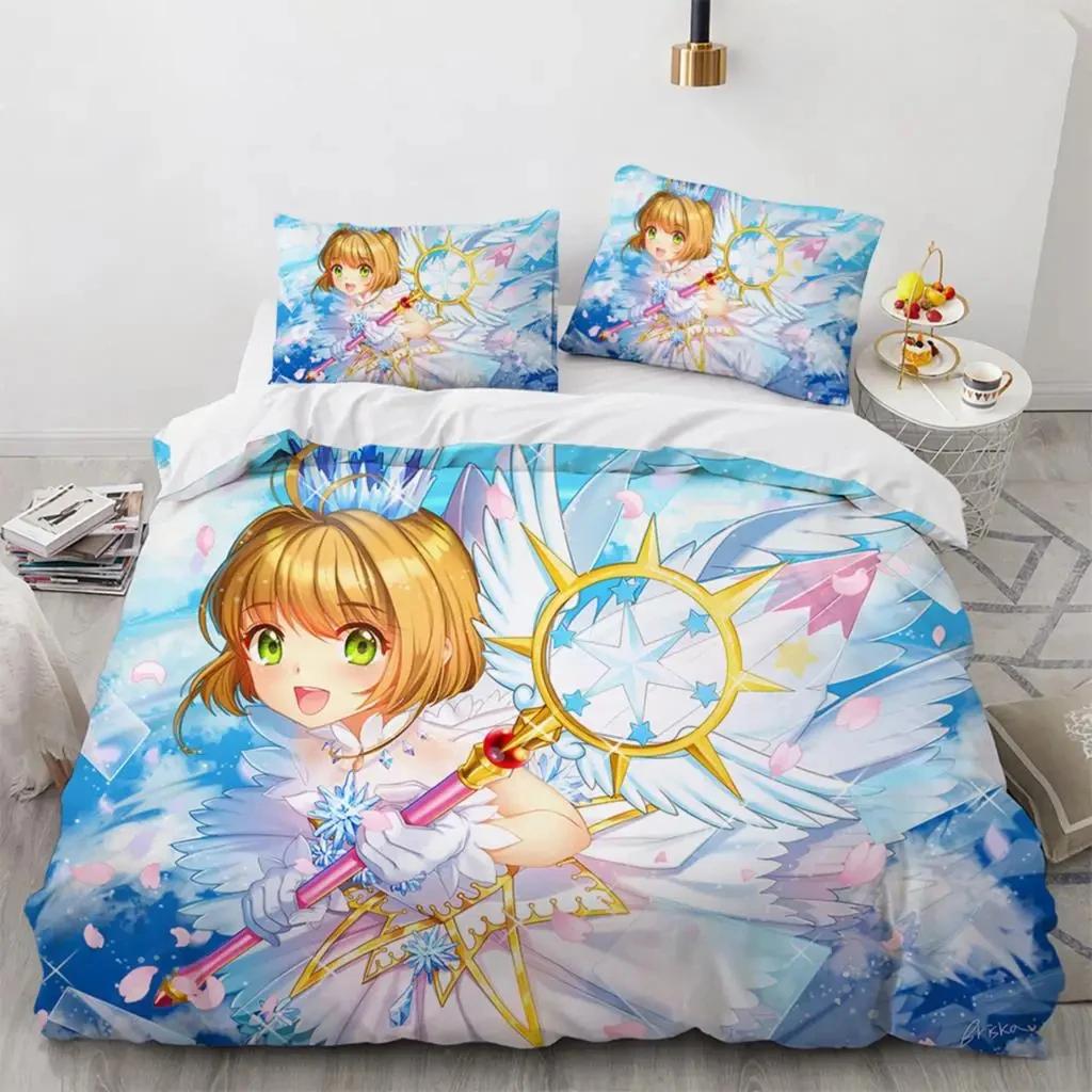 Anime Cardcaptor Sakura Bedding SetDuvet Cover Comforter Bed Set Quilt Cover PillowcaseKing Queen Twin Size Boys Girls Adults